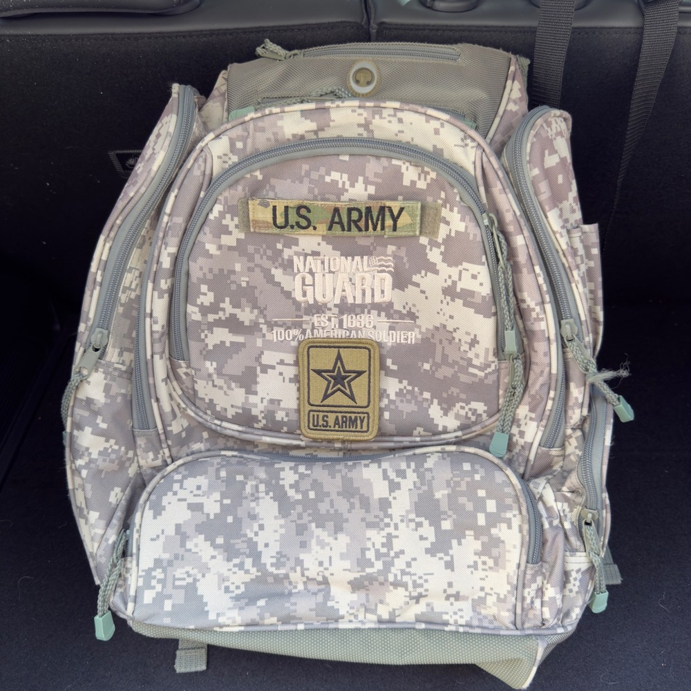 U.S. Army National Guard Digital Camo Tactical Backpack Grey Size Large